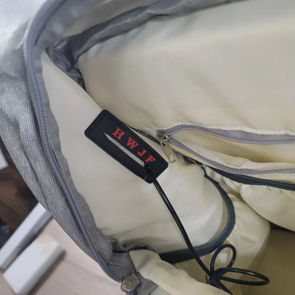 HWJF Gray Diaper Bag Backpack with USB Charging Port and Fold Out Station